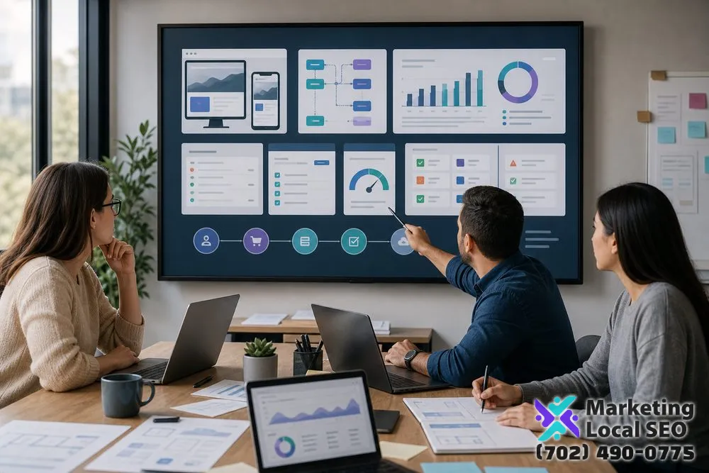 Custom website development quality assurance team testing integrations, responsive layouts, performance, accessibility, analytics, and launch readiness