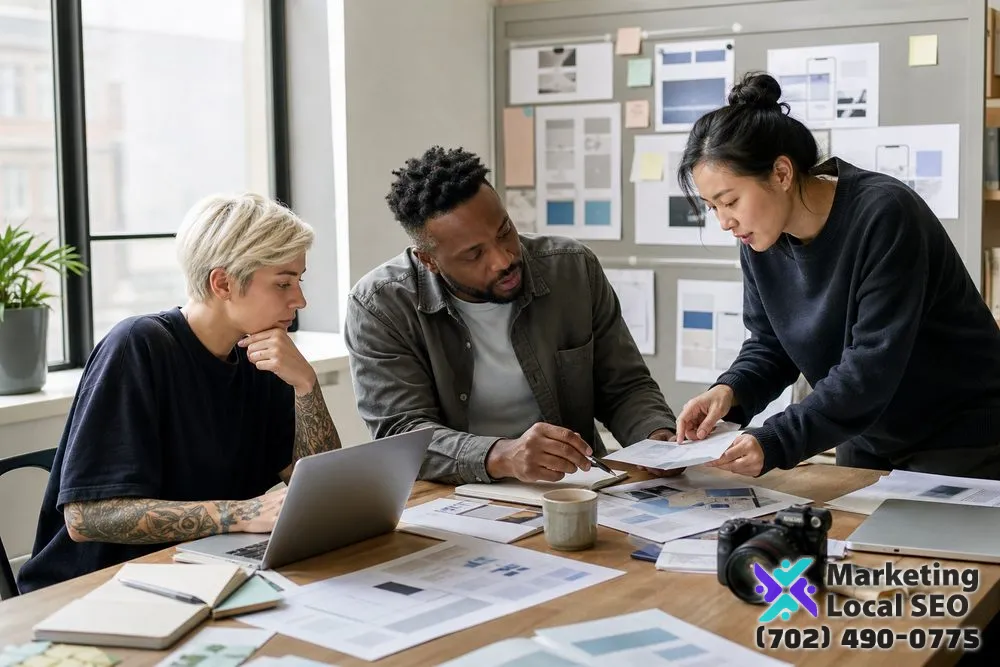 Inbound content marketing team planning search-led educational content, lead magnets, landing pages, forms, and consultation paths in Santa Ana