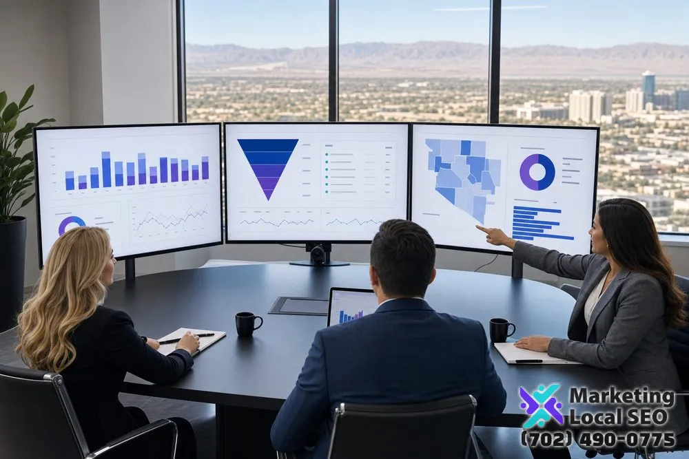 Law firm marketing and intake team reviewing attorney PPC performance, qualified leads, and budgets in Glendale