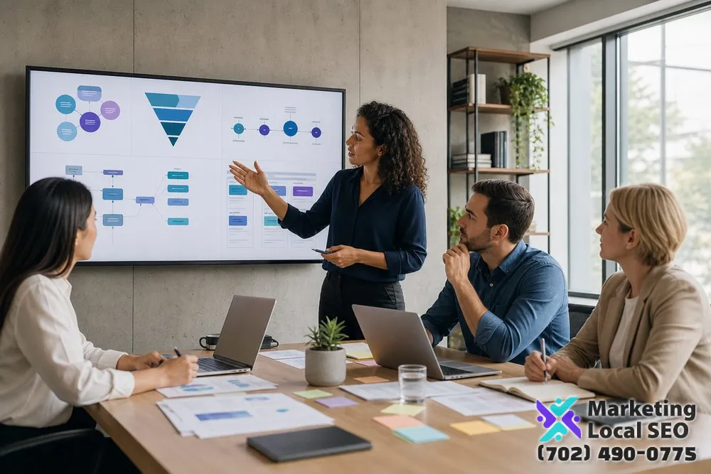 SEO Copywriting Services team in Riverside planning search intent, customer journeys, page briefs, content architecture, and conversion paths