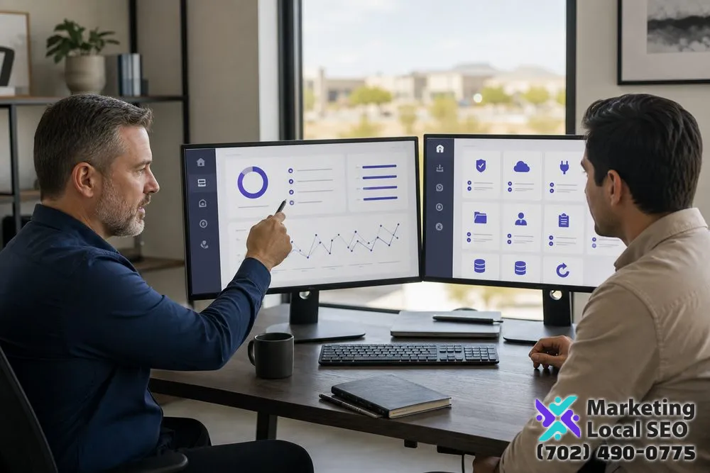 Website security specialist reviewing software, access, backups, monitoring, and prioritized maintenance risks for a business in Bakersfield, CA