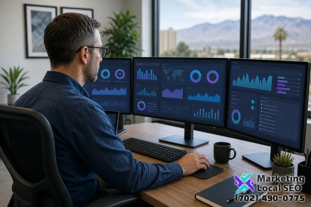Website security specialist reviewing monitoring signals, malware indicators, backup status, and incident-response priorities in Bakersfield