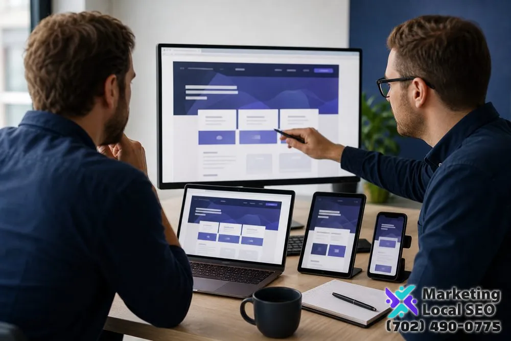 Website support specialists troubleshooting pages, forms, integrations, and responsive layouts for a San Diego business